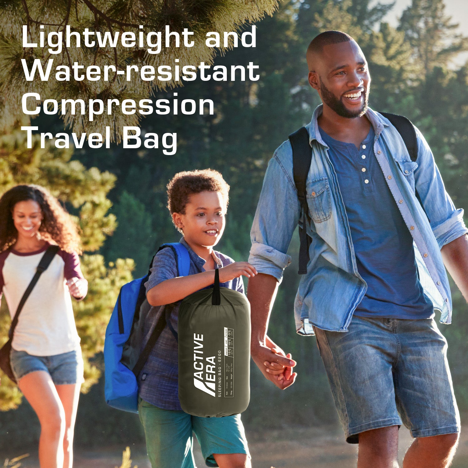 Lightweight Summer Sleeping Bag – 200GSM Compact Envelope Design - 2 Seasons - Black