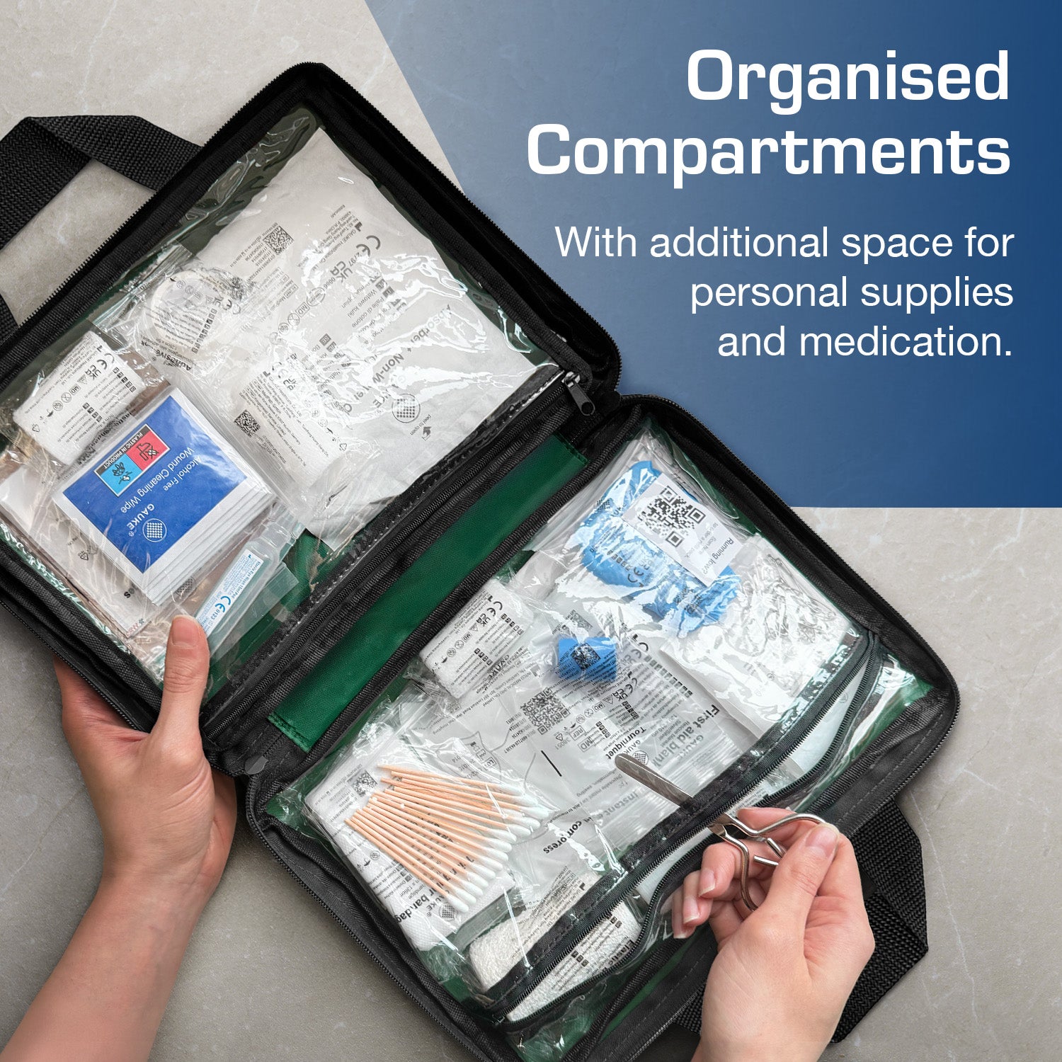 180 Piece Premium First Aid Kit Bag – Green