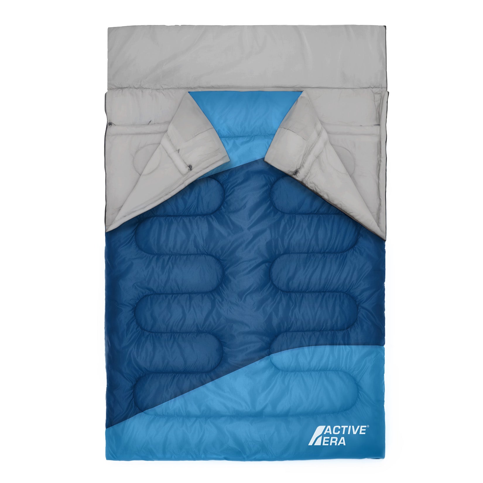 3 Season Double Sleeping Bag – 250GSM with Pillows & Convertible Design - Blue