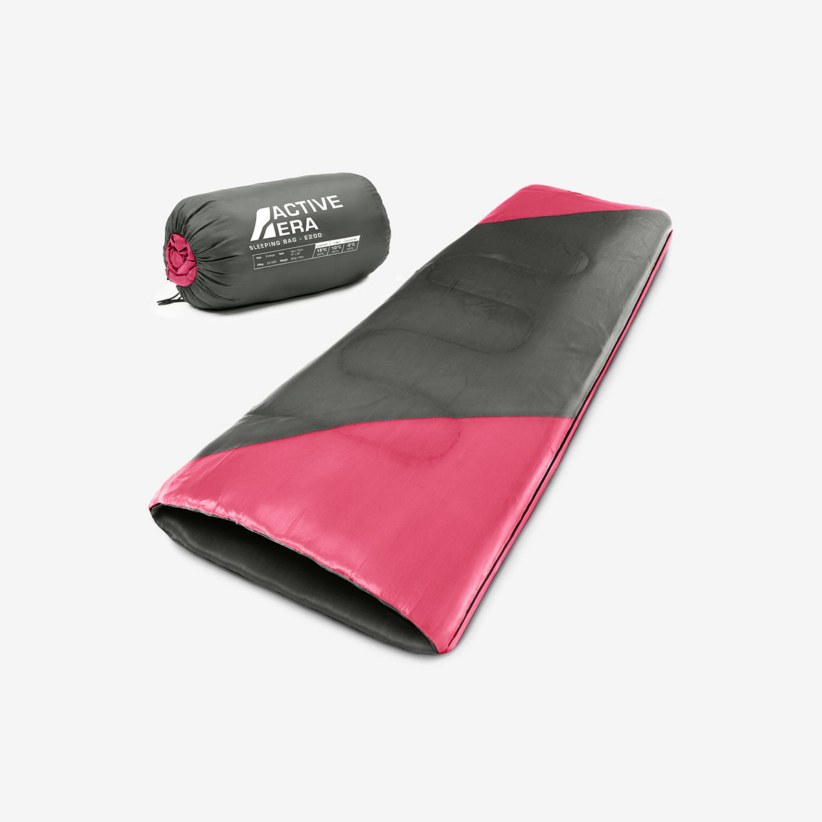 Lightweight Summer Sleeping Bag – 200GSM Compact Envelope Design - 2 Seasons - Pink