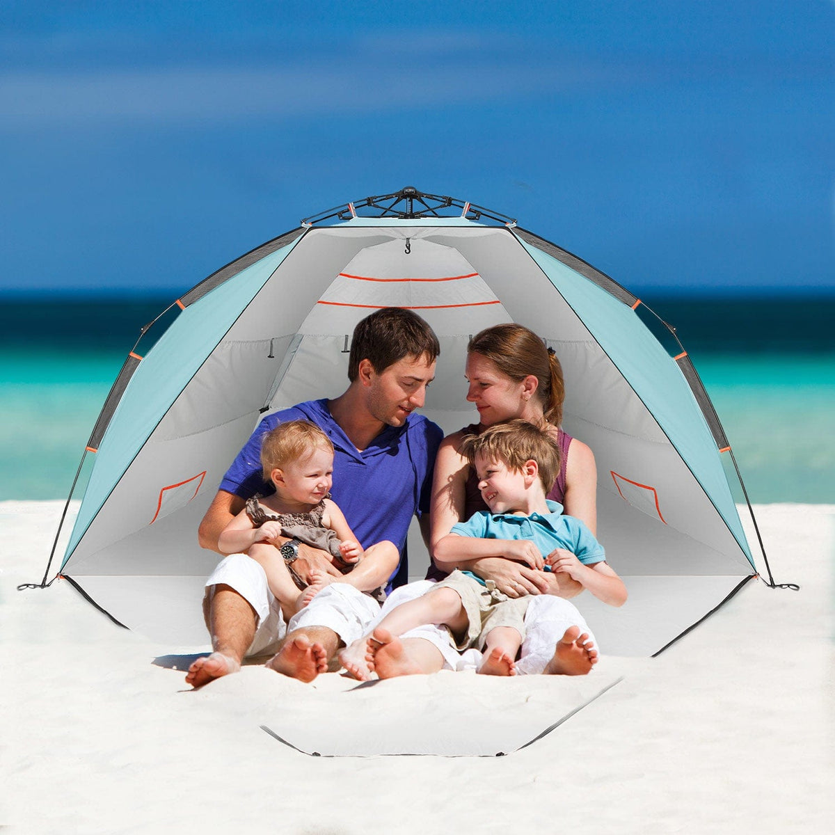 3-4 Person Luxury Beach Tent with UPF 50+ Rated Sun Protection