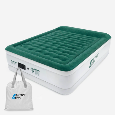 King Size Comfort Plus Air Bed with Built-In Electric Pump – Green/White