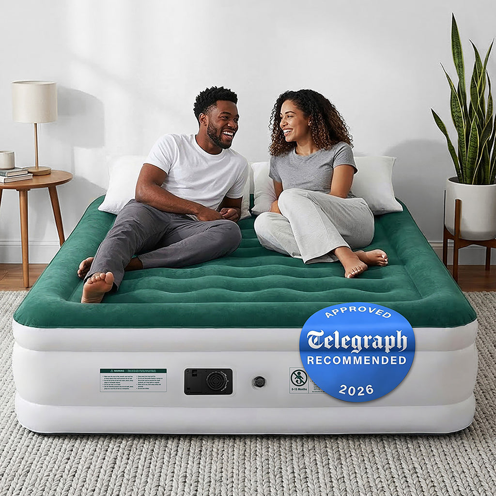 King Comfort Plus Air Bed Built Electric Pump – Green White