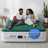 King Size Comfort Plus Air Bed with Built-In Electric Pump – Green/White