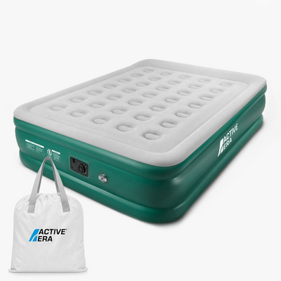 King Size Comfort Air Bed with Built-In Electric Pump – Green/White