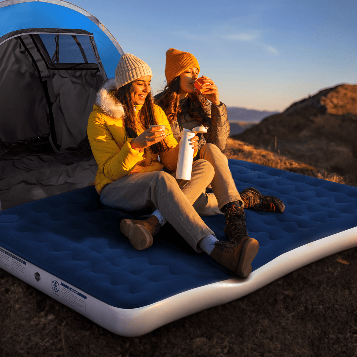 King Size Camping Air Bed Navy White Free Delivery Active Era