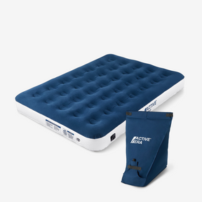 Double Size Camping Air Bed with Bag Pump – Navy/White