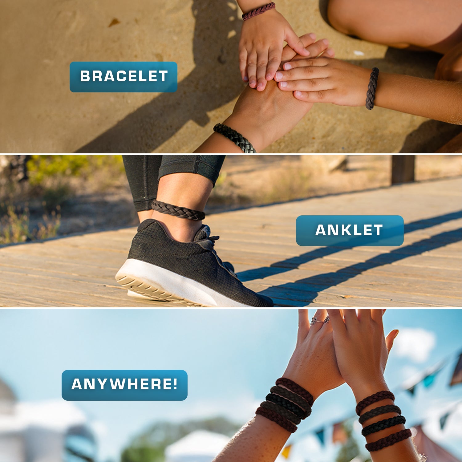 Adventure Mosquito Repellent Bands - 12 Pack - Black, Brown and Red