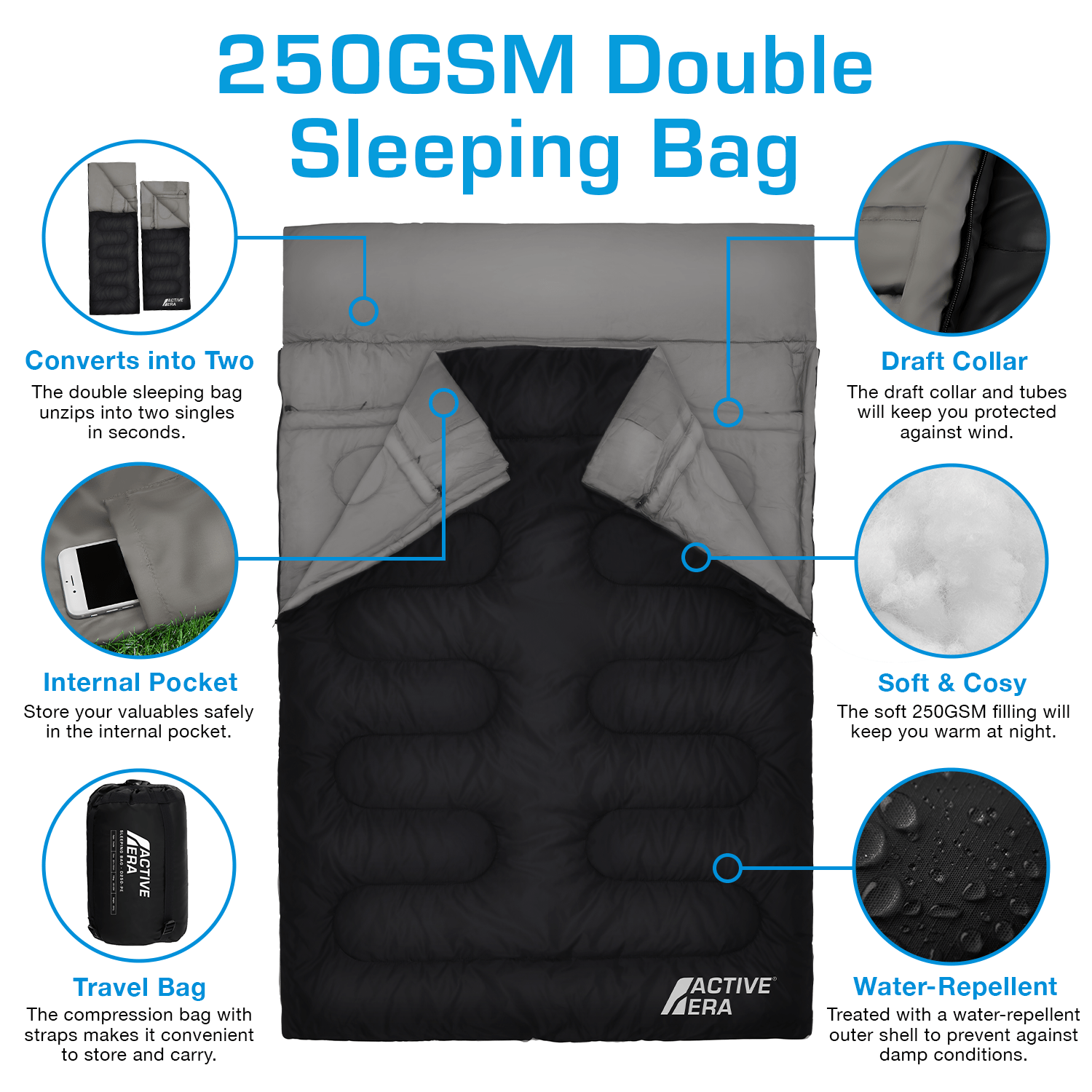 Double Sleeping Bag - Extra Large Queen Size - 3 Seasons