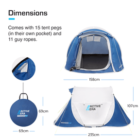 Large 2 Person Pop-Up Tent - 2 Layer Waterproof & 100% Storm Proof