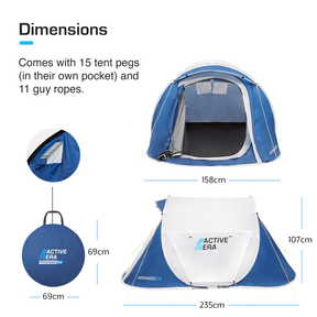 Large 2 Person Pop-Up Tent - 2 Layer Waterproof & 100% Storm Proof | Free Delivery