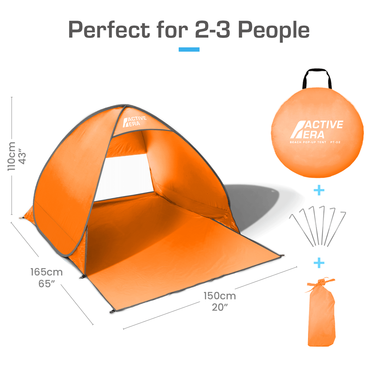 2 Person Beach Tent with UV Protection Orange Free Delivery