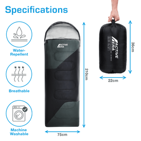 Premium Waterproof Lightweight Sleeping Bag - Black - 3-4 Seasons
