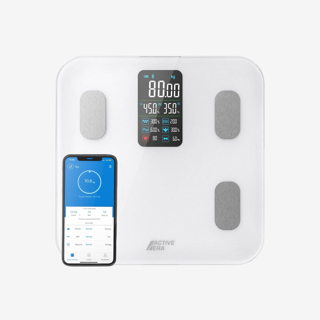 Active Era Digital Bathroom Bluetooth Scales Weight and Body Fat - Fit  Track Scale Calculates BMI, Body Fat Percentage, Muscle Mass - Apple Health,  Google Fit & Fitbit Compatibility (White) - Yahoo Shopping