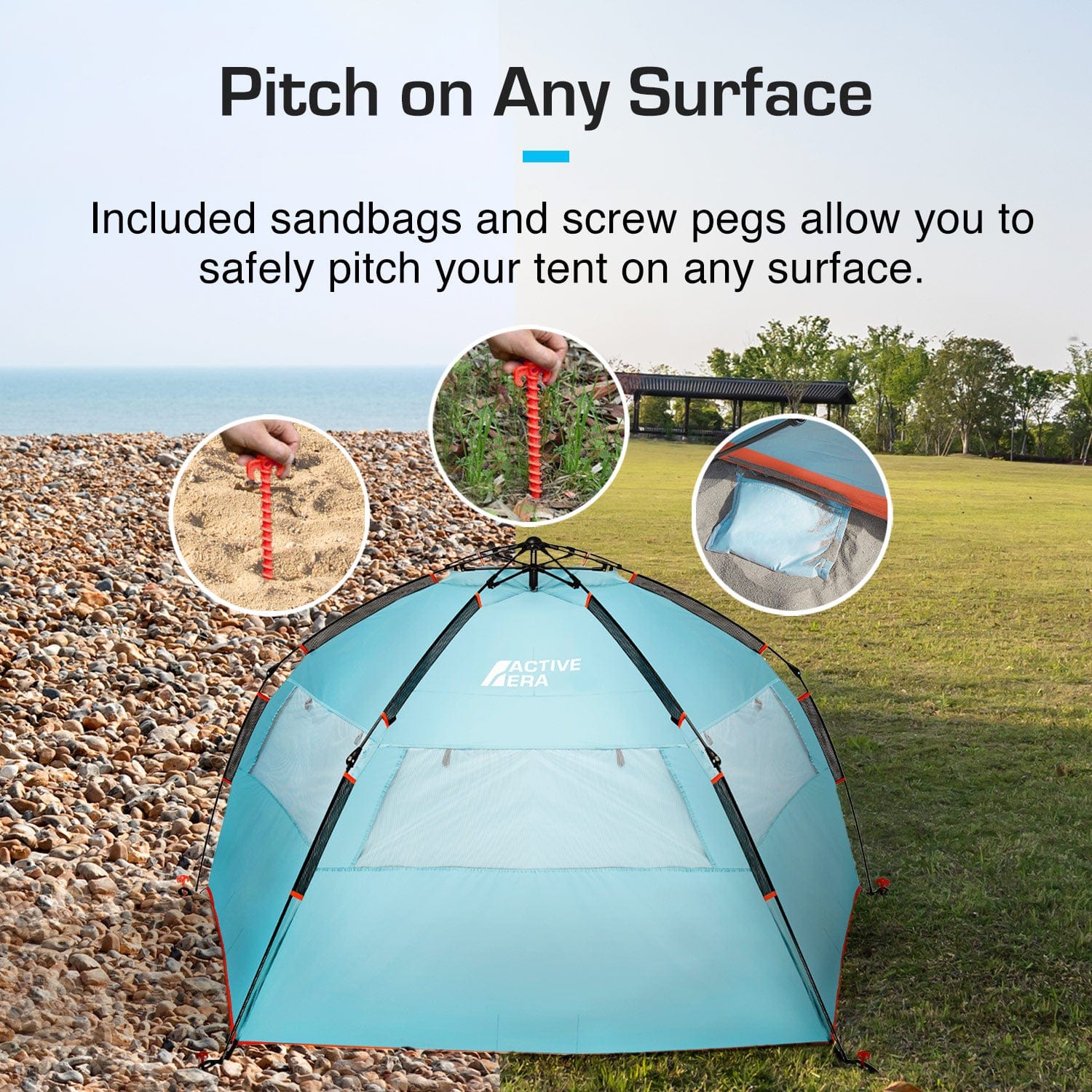 3-4 Person Luxury Beach Tent with UPF 50+ Rated Sun Protection