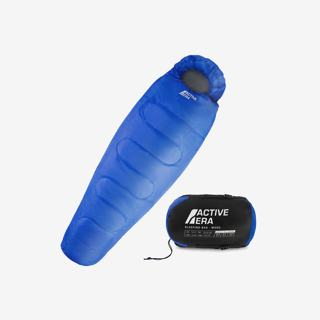 3 4 Season Mummy Sleeping Bag Extra Warm 300GSM Hood & Compression Sack