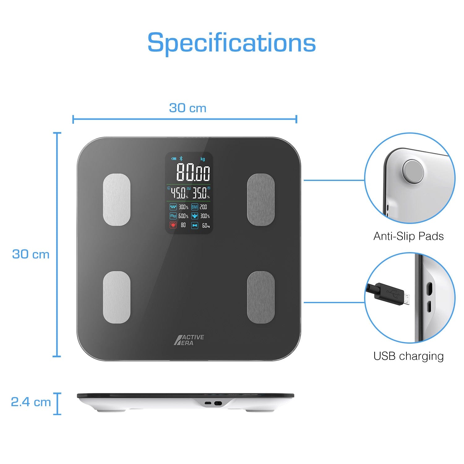 Smart Bathroom Scales - V2 Black